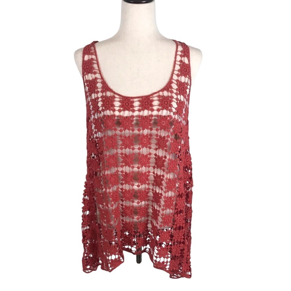 Democracy BoHo crocheted tunic tank XL